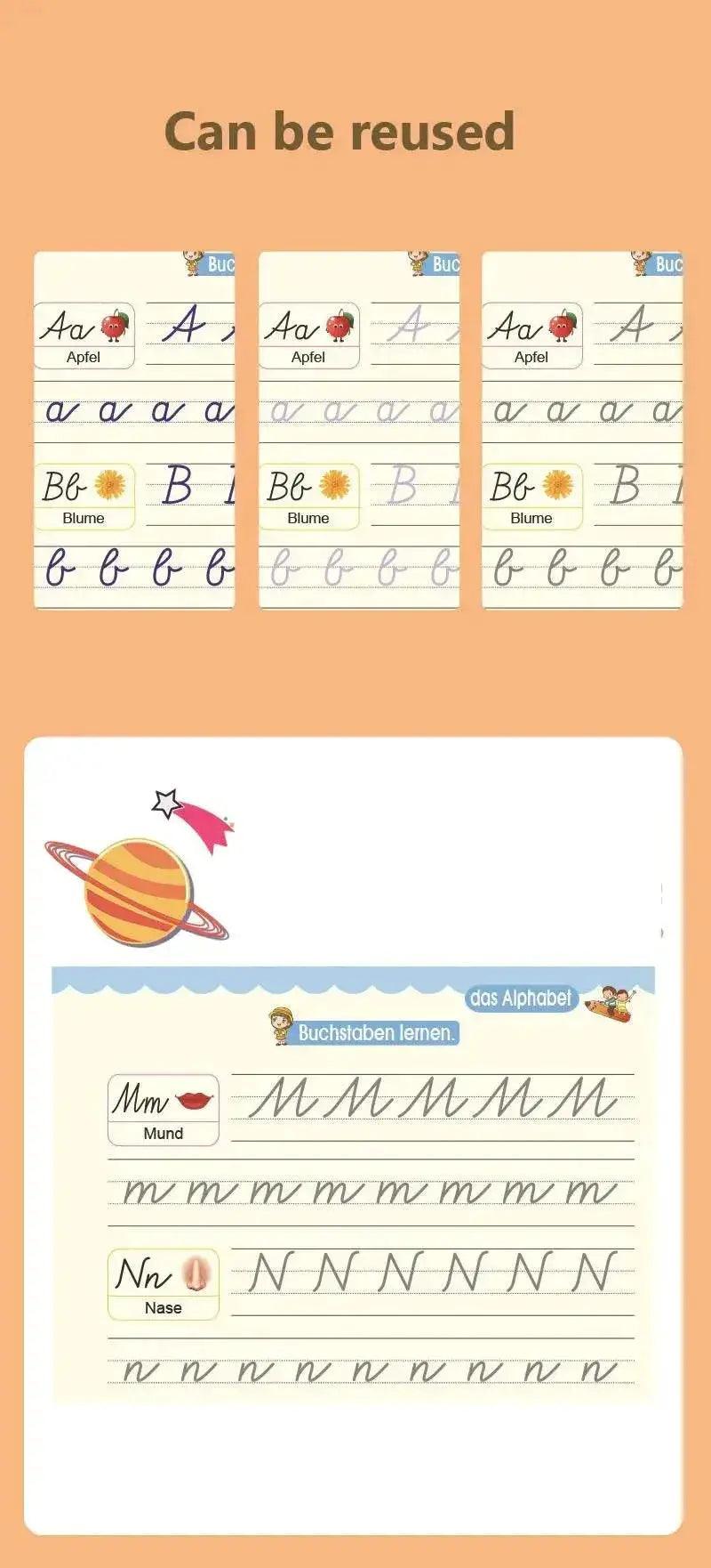  German Magic Books Reusable 3D Groove Magic Notebook For Children Montessori Ring Bound Practice -  ToylandEU™