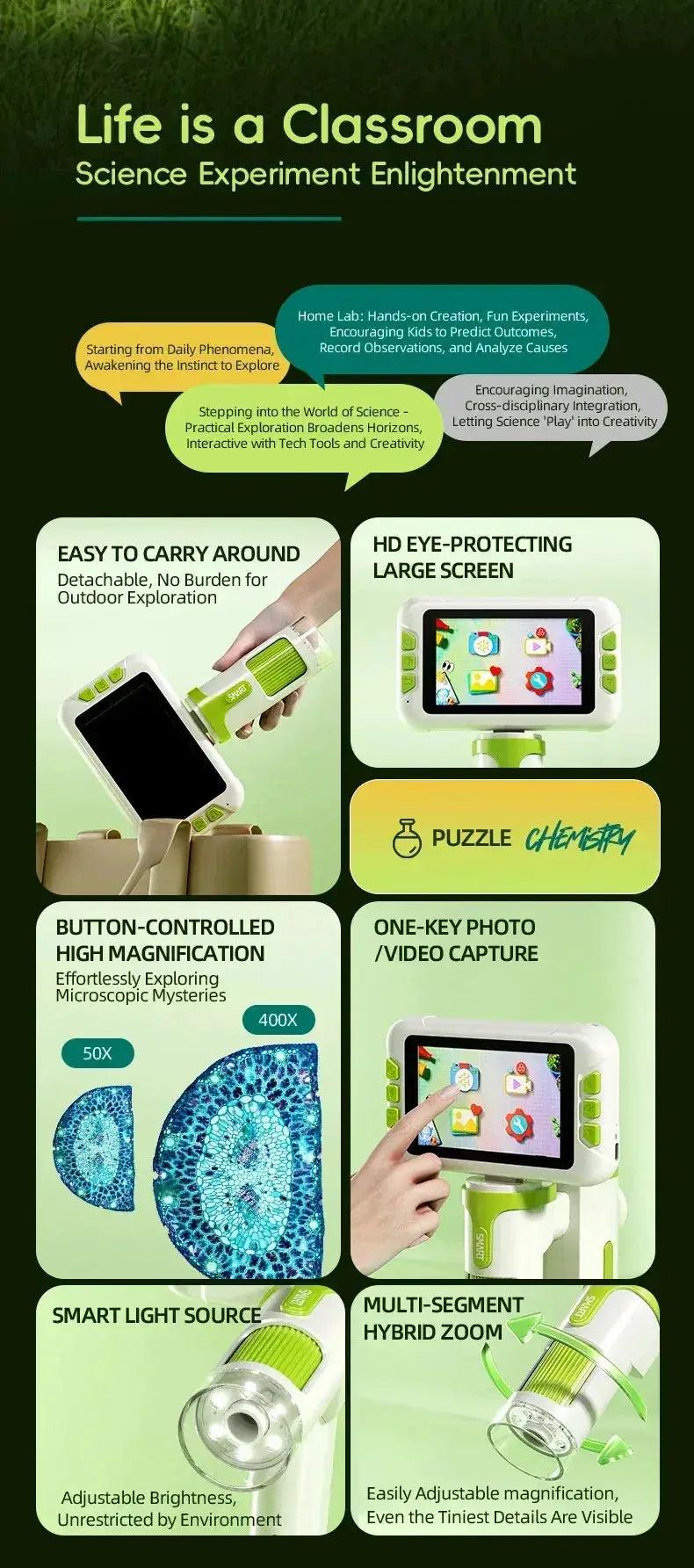  Kids 3 In 1 Handheld Microscope 1600X For Education -  ToylandEU™