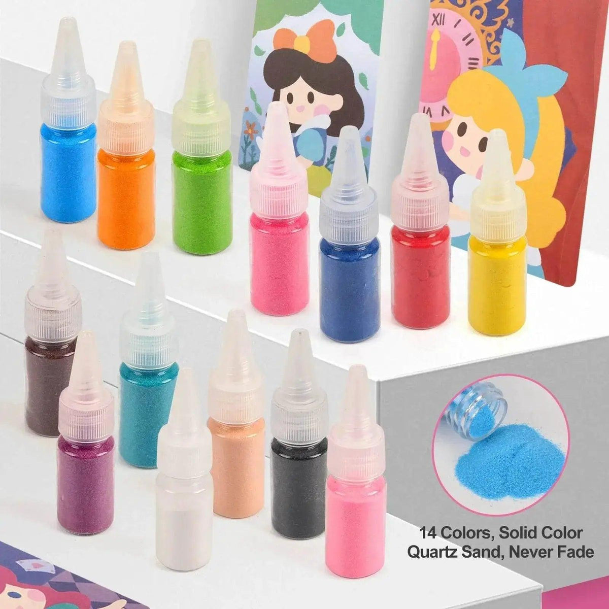  Kids' Princess Sand Art Kit 12 Cards 14 Colors Montessori -  ToylandEU™