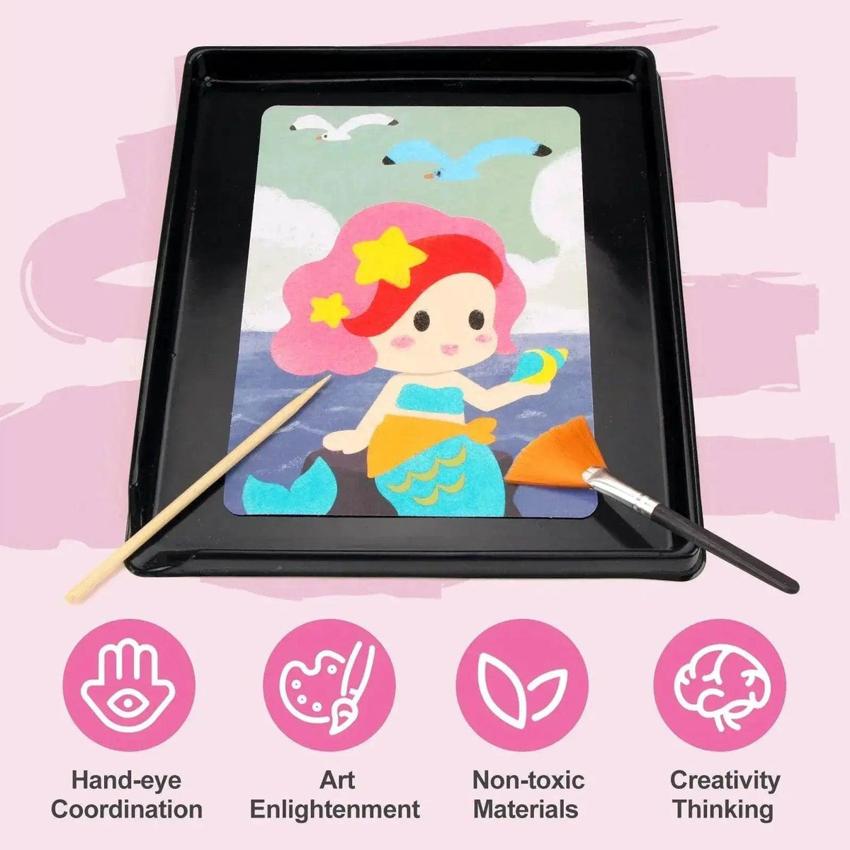  Kids' Princess Sand Art Kit 12 Cards 14 Colors Montessori -  ToylandEU™