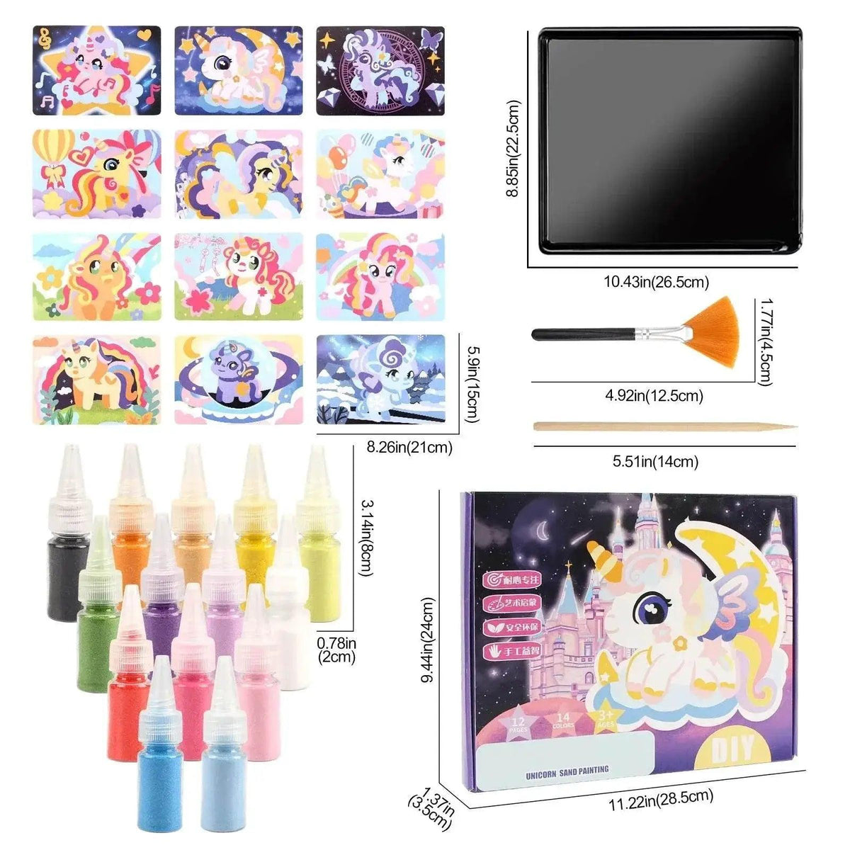  Kids' Princess Sand Art Kit 12 Cards 14 Colors Montessori -  ToylandEU™