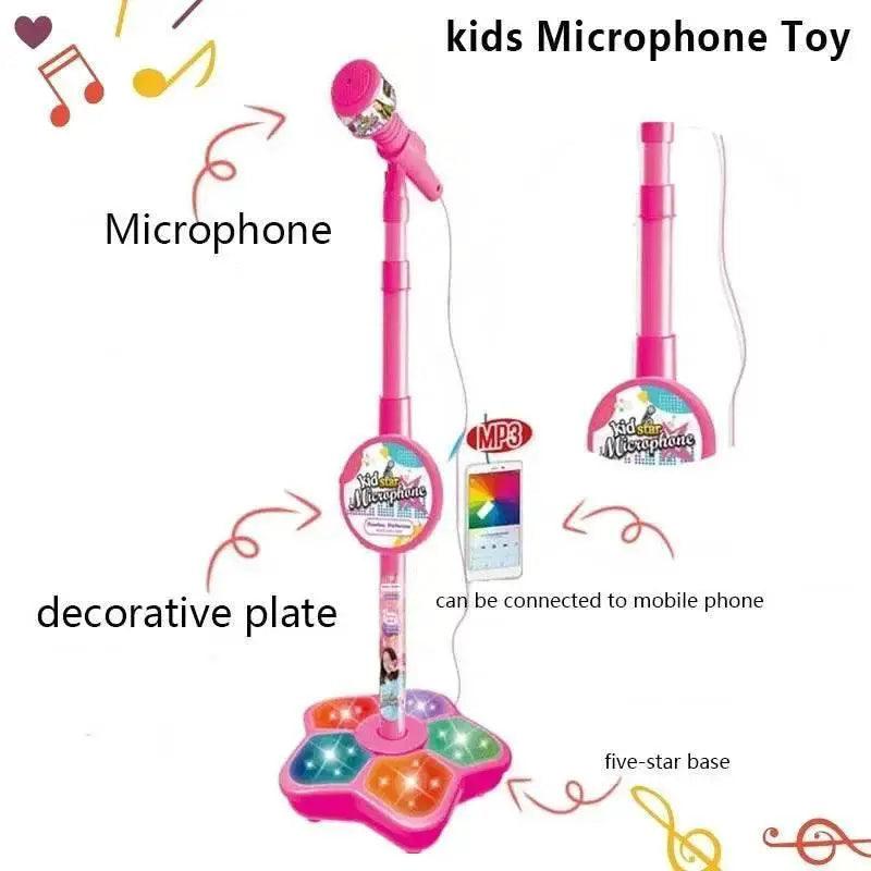  Kids Rocking Roll Microphone with Stand Karaoke Music Instrument Educational Toy Birthday Gift for Girls and Boys -  ToylandEU™