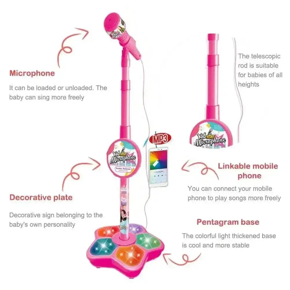  Kids Rocking Roll Microphone with Stand Karaoke Music Instrument Educational Toy Birthday Gift for Girls and Boys -  ToylandEU™