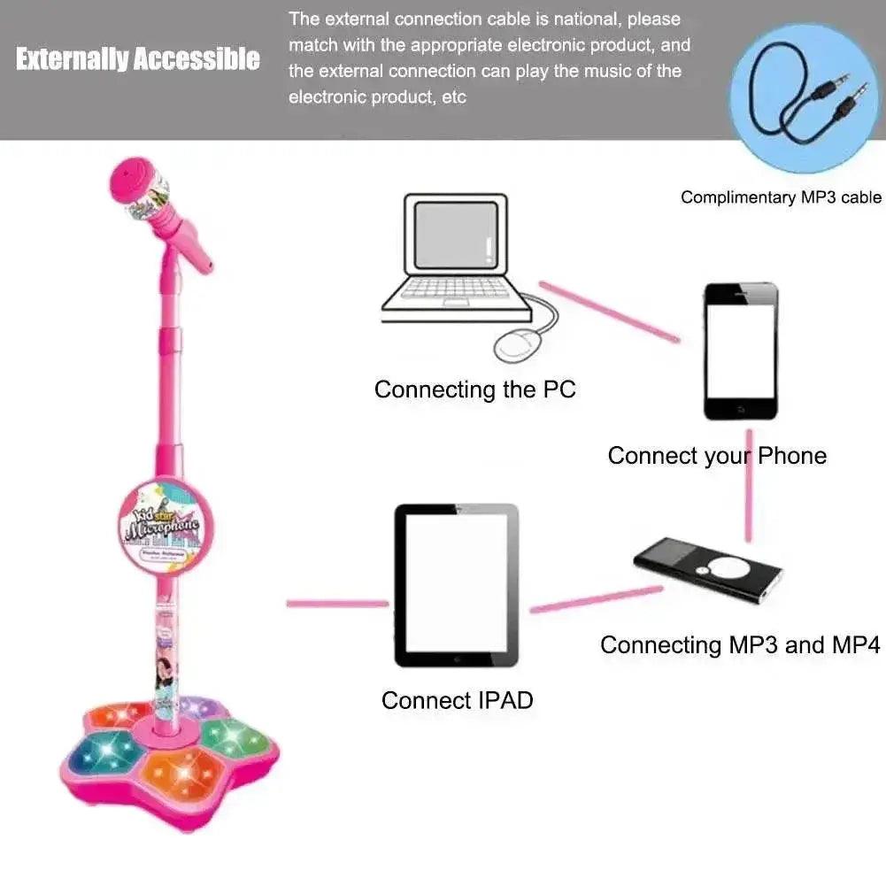 Kids Rocking Roll Microphone with Stand Karaoke Music Instrument Educational Toy Birthday Gift for Girls and Boys -  ToylandEU™