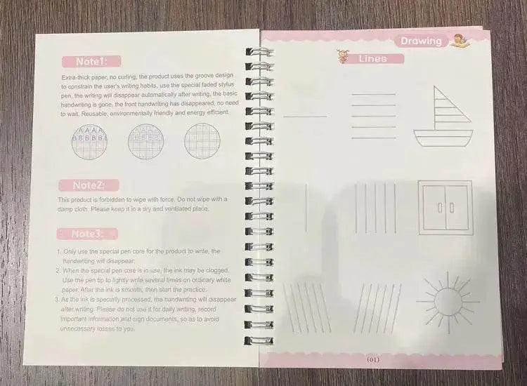 Magic Writing Book Portuguese Calligraphy Notebook For Kids Reusable Montessori Letter Practice Toy -  ToylandEU™