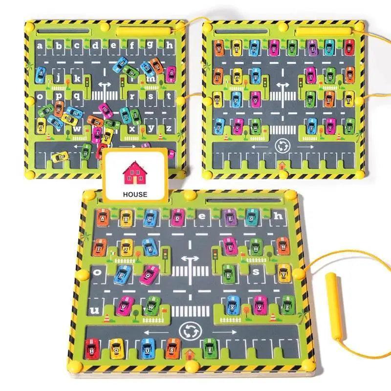 Magnetic Car Alphabet Maze Montessori Toy for Kids Ages 3-6 Fine Motor and Word Learning -  ToylandEU™