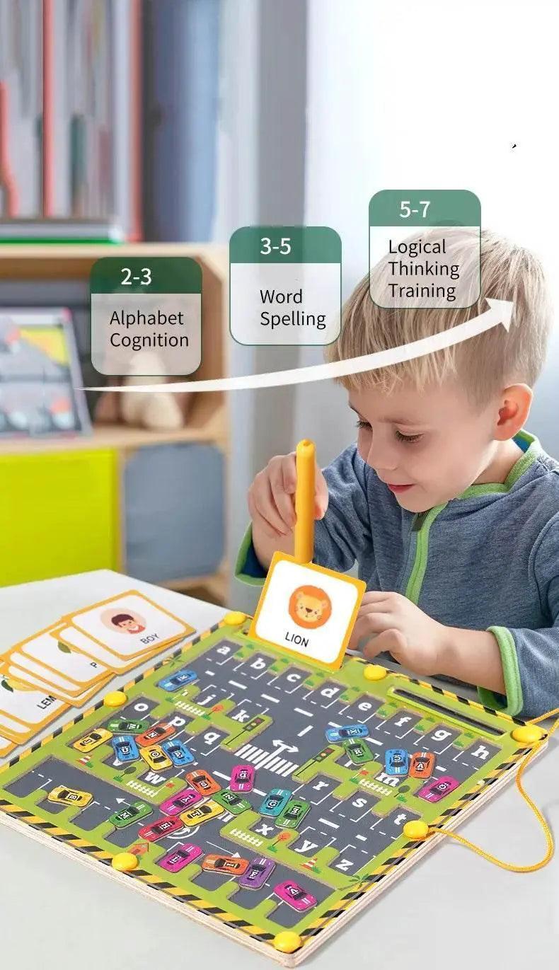  Magnetic Car Alphabet Maze Montessori Toy for Kids Ages 3-6 Fine Motor and Word Learning -  ToylandEU™