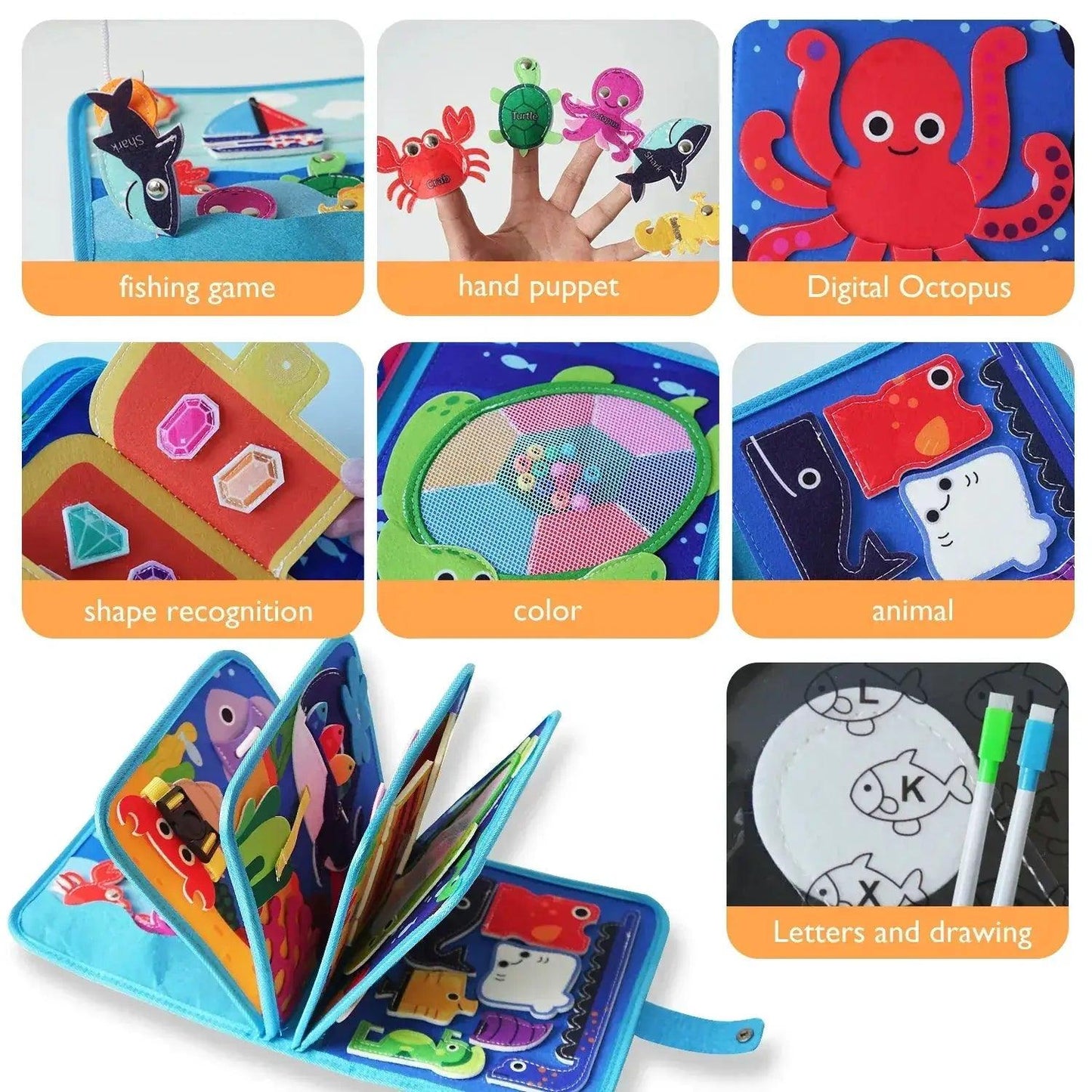  Ocean Busy Book Montessori Toy For Early Fine Motor -  ToylandEU™