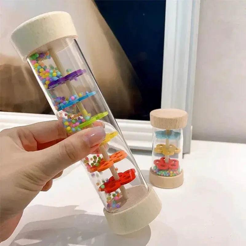  Montessori Rain Stick Rainbow Hourglass Toy for Kids Educational Rattle Safe Wooden -  ToylandEU™
