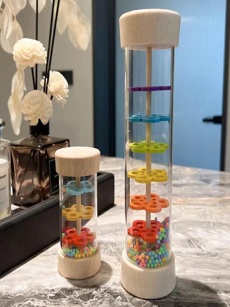  Montessori Rain Stick Rainbow Hourglass Toy for Kids Educational Rattle Safe Wooden -  ToylandEU™