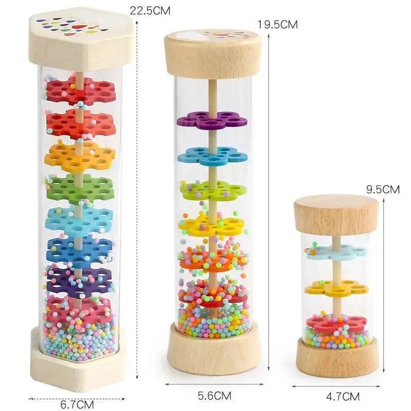  Montessori Rain Stick Rainbow Hourglass Toy for Kids Educational Rattle Safe Wooden -  ToylandEU™