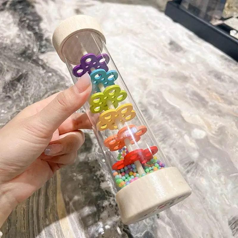  Montessori Rain Stick Rainbow Hourglass Toy for Kids Educational Rattle Safe Wooden -  ToylandEU™