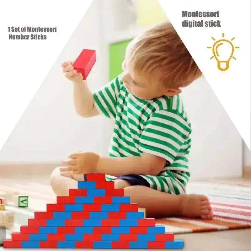  Red and Blue Bars Montessori Math Blocks for Kids 6 to 12 Wooden Busy Board Educational Toy -  ToylandEU™