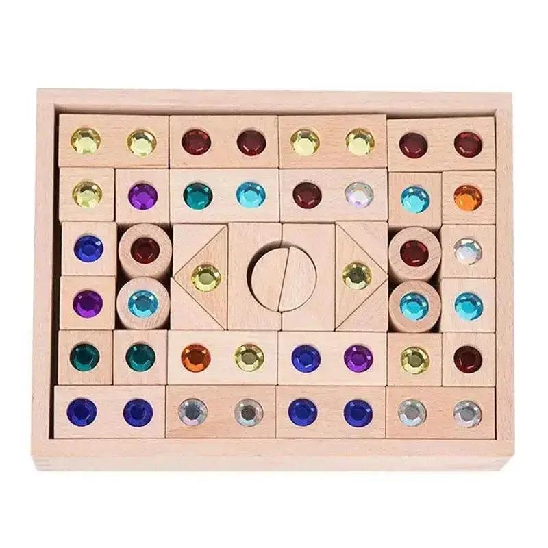  Colorful Montessori Gem Crystal Wooden Stacking Blocks For Kids Educational Toy Set -  ToylandEU™