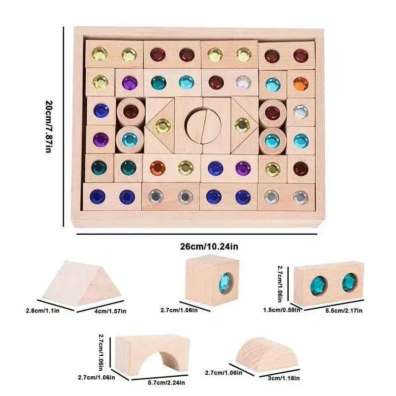  Colorful Montessori Gem Crystal Wooden Stacking Blocks For Kids Educational Toy Set -  ToylandEU™