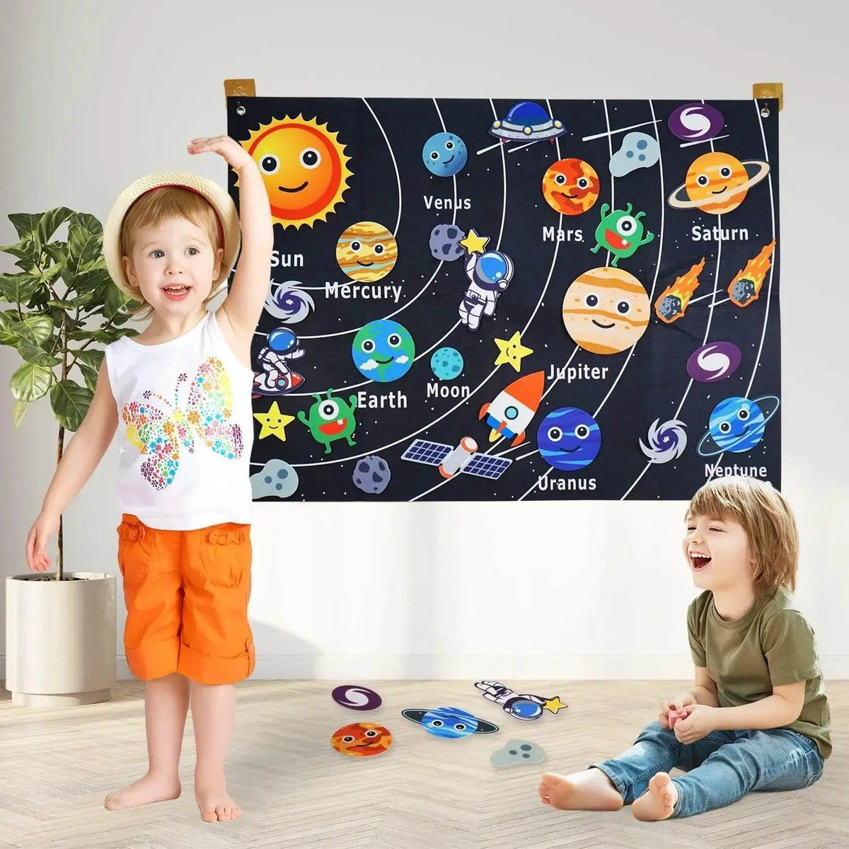  Montessori Space Educational Toy Solar System Felt Board With Hanging Planets For Storytelling And STEM Learning -  ToylandEU™