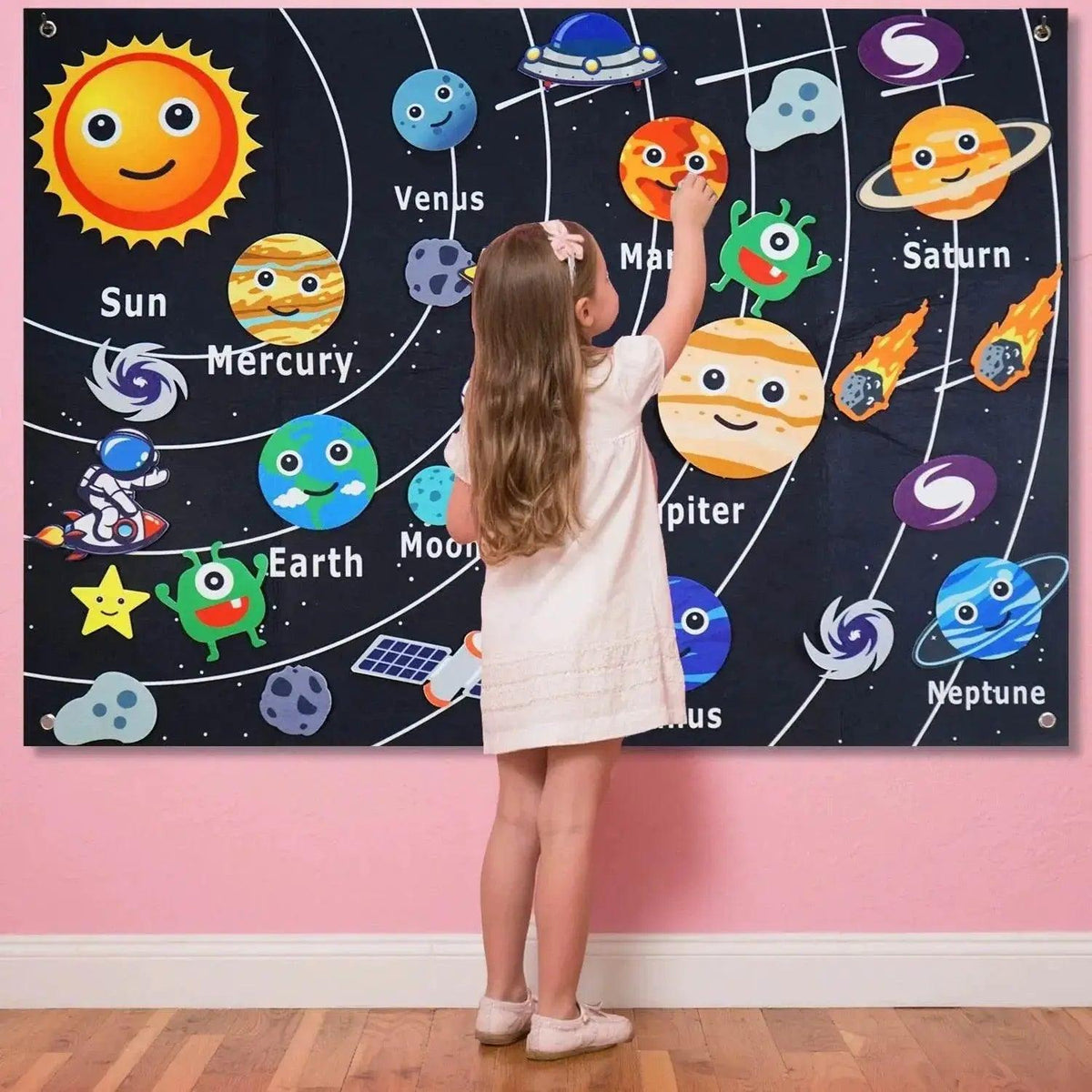  Montessori Space Educational Toy Solar System Felt Board With Hanging Planets For Storytelling And STEM Learning -  ToylandEU™