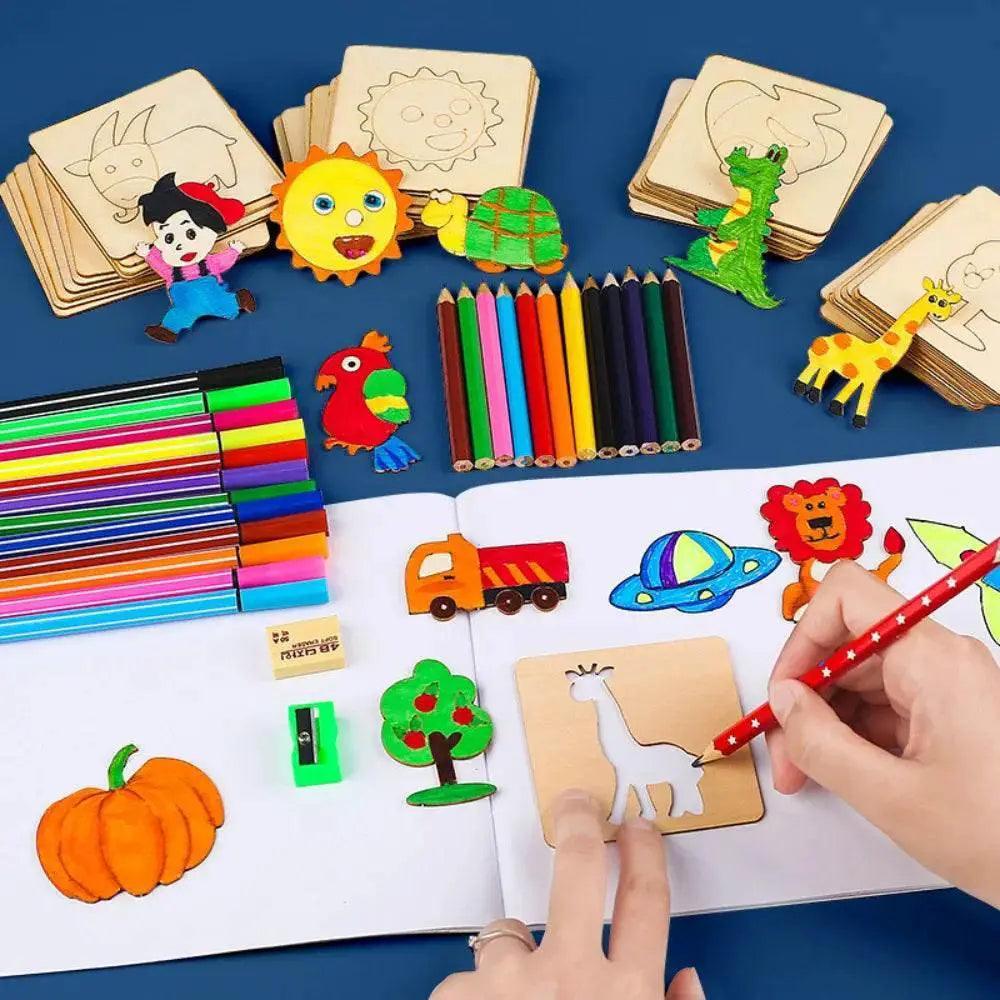  Montessori Wooden Drawing Stencil Set 20 Pcs 7.5cm -  ToylandEU™