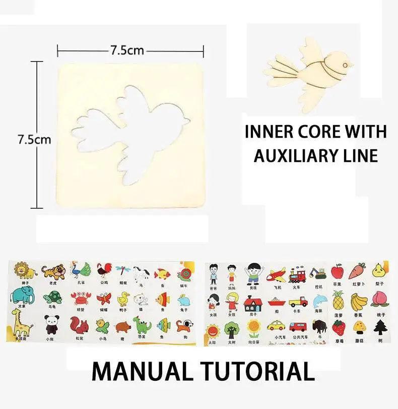  Montessori Wooden Drawing Stencil Set 20 Pcs 7.5cm -  ToylandEU™