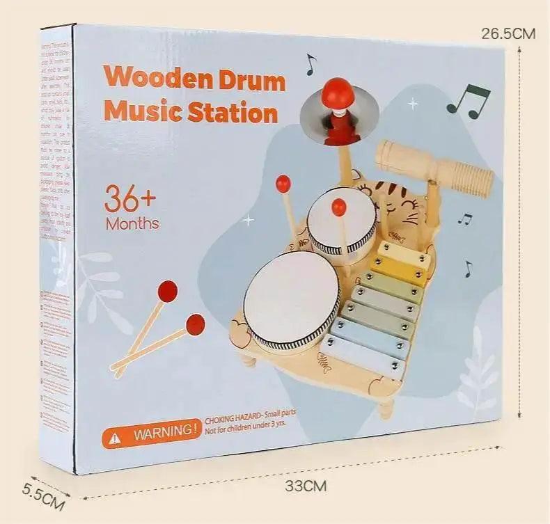  Wooden Xylophone Drum Set For Toddlers 7-In-1 Montessori -  ToylandEU™