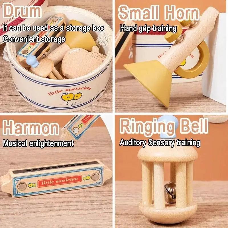  Wooden Xylophone Drum Set For Toddlers 7-In-1 Montessori -  ToylandEU™