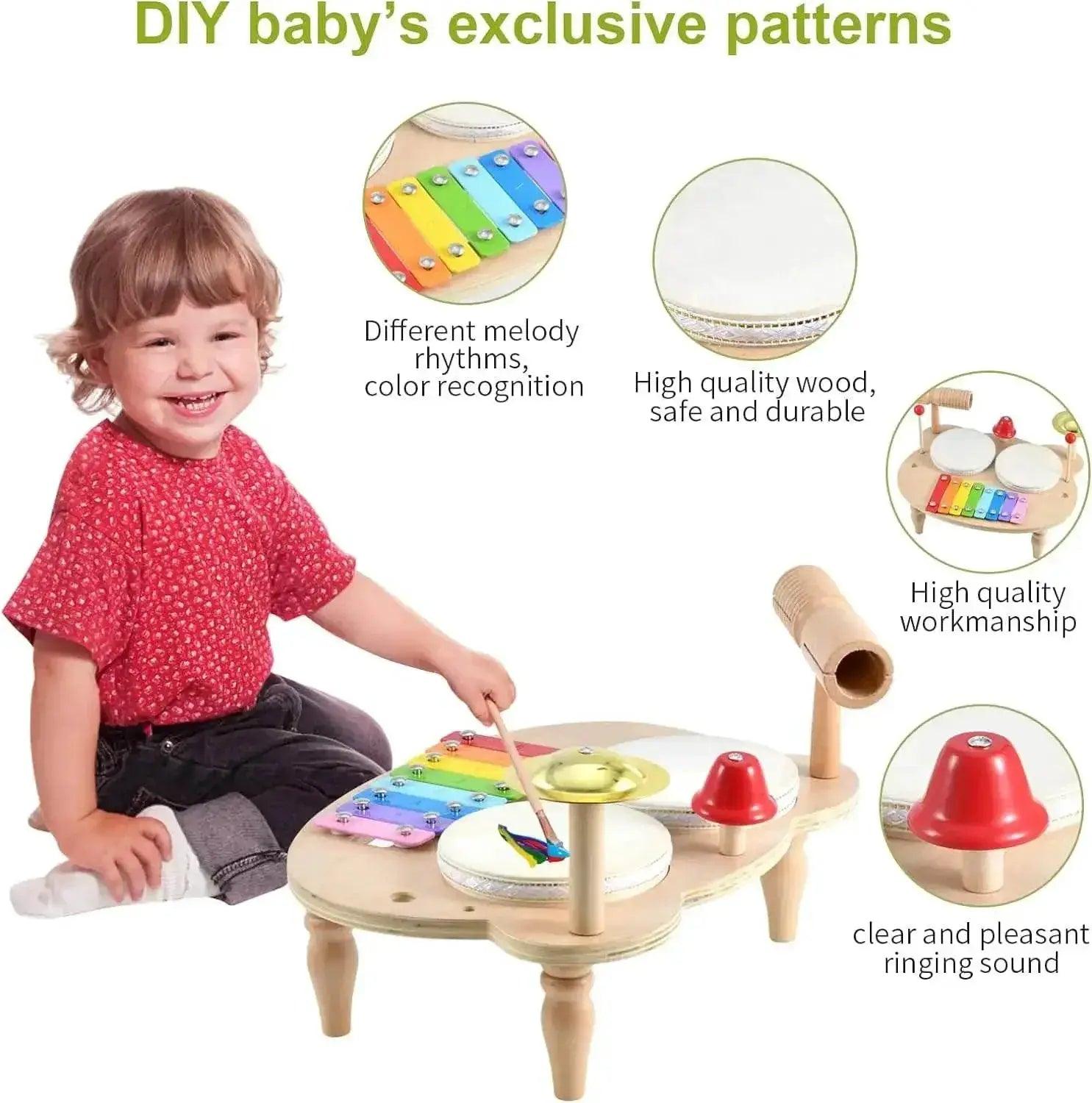  Wooden Xylophone Drum Set For Toddlers 7-In-1 Montessori -  ToylandEU™