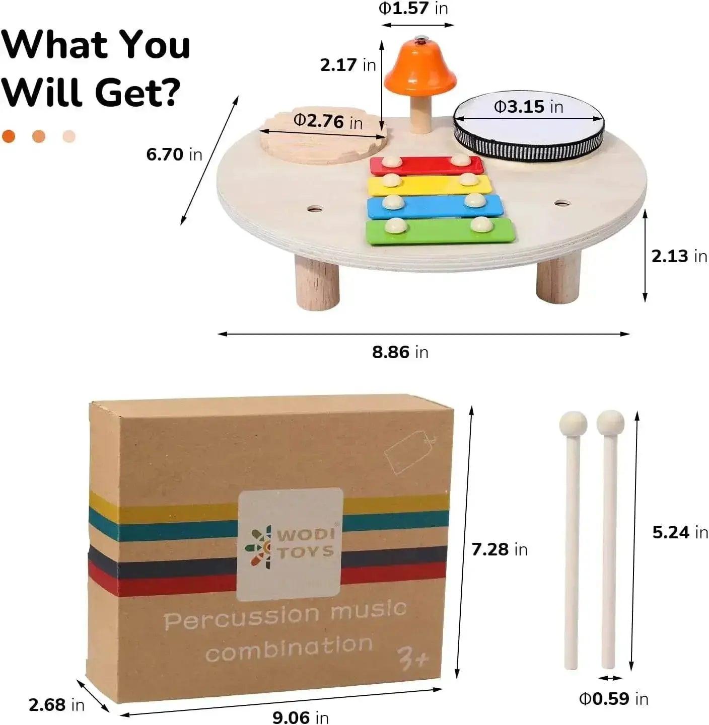  Wooden Xylophone Drum Set For Toddlers 7-In-1 Montessori -  ToylandEU™