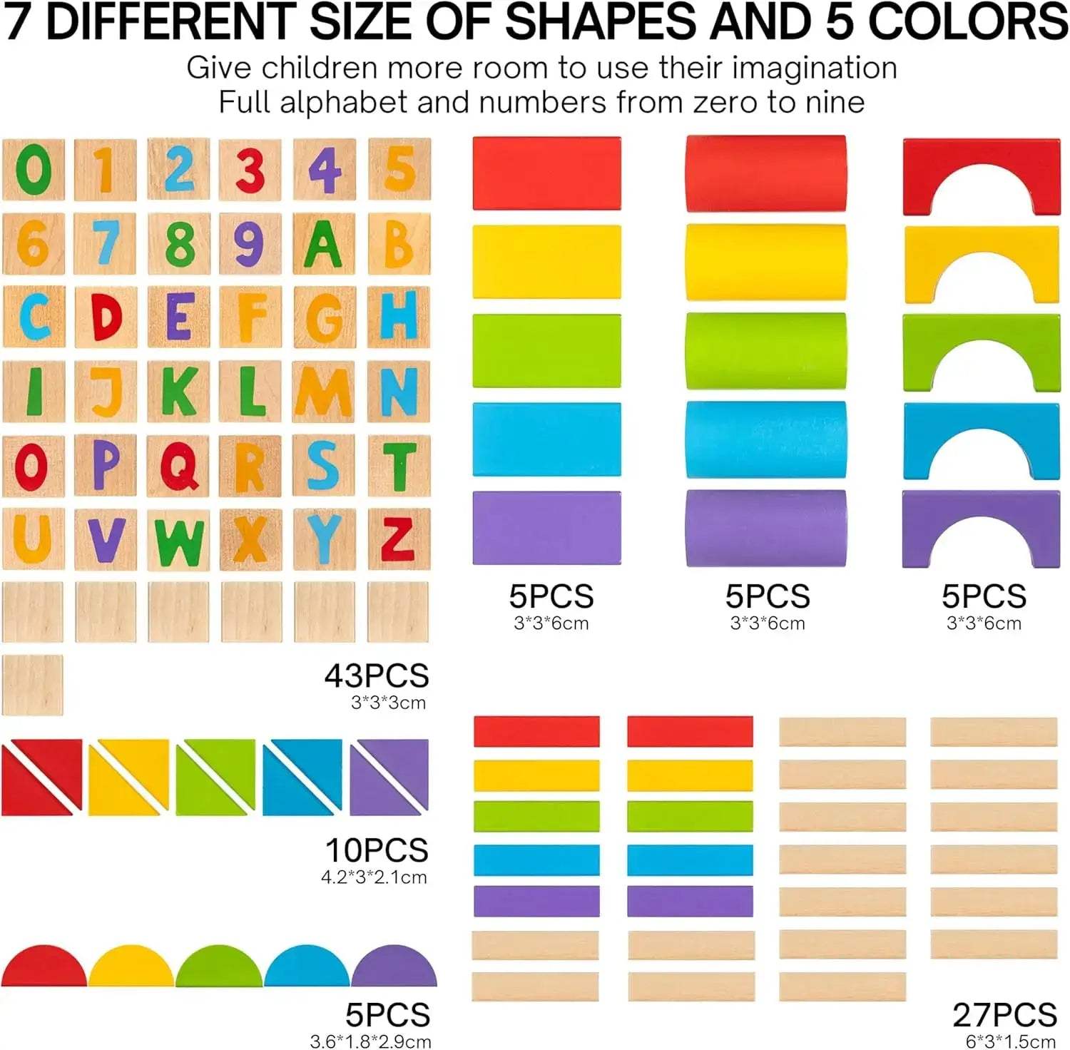  Educational Wooden Building Blocks Alphabet Numbers -  ToylandEU™