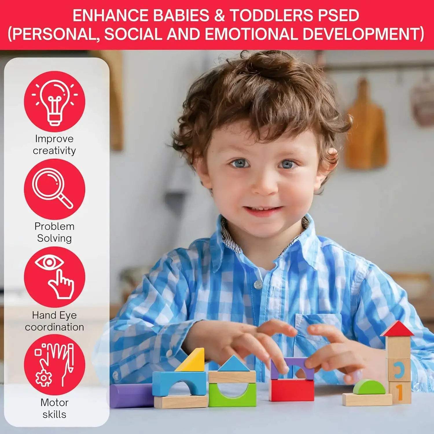  Educational Wooden Building Blocks Alphabet Numbers -  ToylandEU™