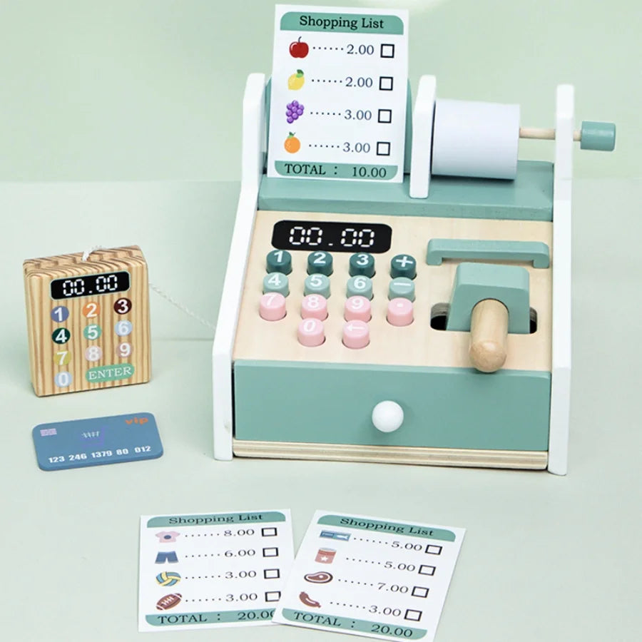 Educational Wooden Cash Register Playset With Multifunctional Shopping Market For Preschoolers - ToylandEU