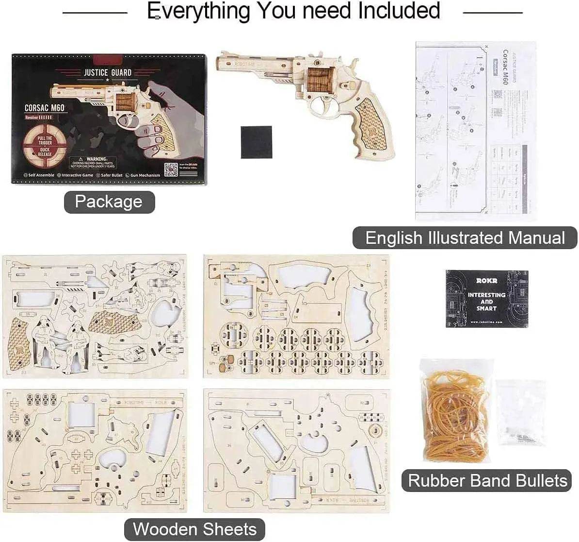 Educational Wooden Puzzle Kit 3D Rubber Band Gun For Kids - ToylandEU