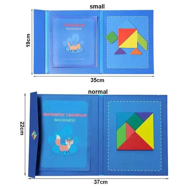 Educational Wooden Tangram Puzzle with Magnetic Pieces for Toddlers and Early Learners - ToylandEU