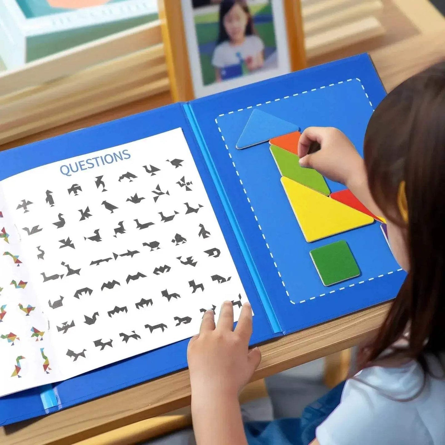 Educational Wooden Tangram Puzzle with Magnetic Pieces for Toddlers and Early Learners - ToylandEU
