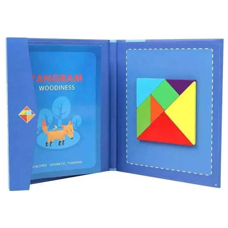 Educational Wooden Tangram Puzzle with Magnetic Pieces for Toddlers and Early Learners - ToylandEU