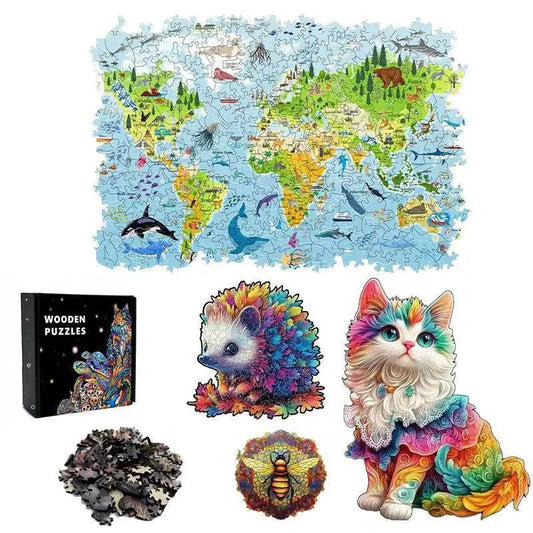  Educational World Map for Kids Wooden Jigsaw Puzzle Brain Trainer Interactive Family Toy -  ToylandEU™
