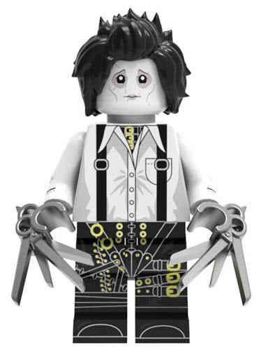 Edward Scissorhands Custom LEGO Figure White Outfit Variant Pale Face Scissor Hands ABS Plastic - ToylandEU