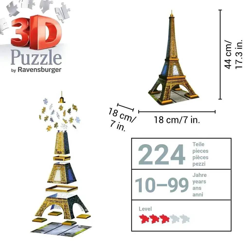 Eiffel Tower 3D Puzzle With Easy Click Technology Sculptural Display - ToylandEU