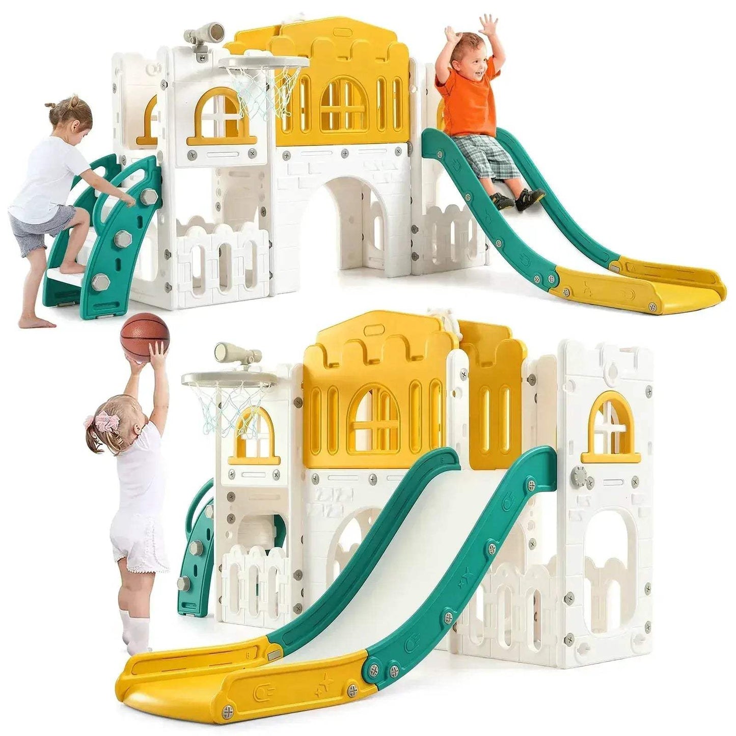 Eight In One Toddler Slide Indoor Playground Basketball Hoop - ToylandEU