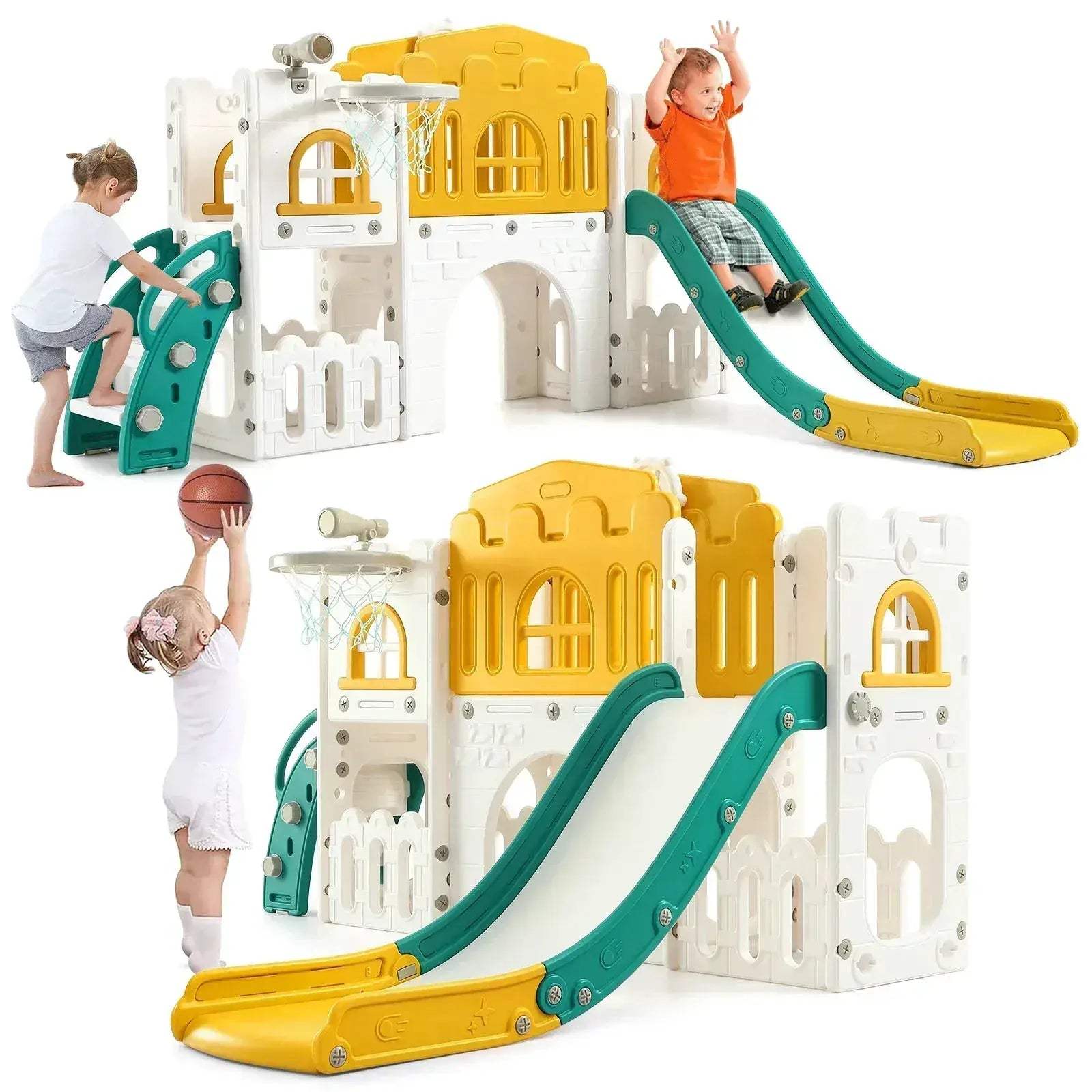 Eight In One Toddler Slide Indoor Playground Basketball Hoop - ToylandEU