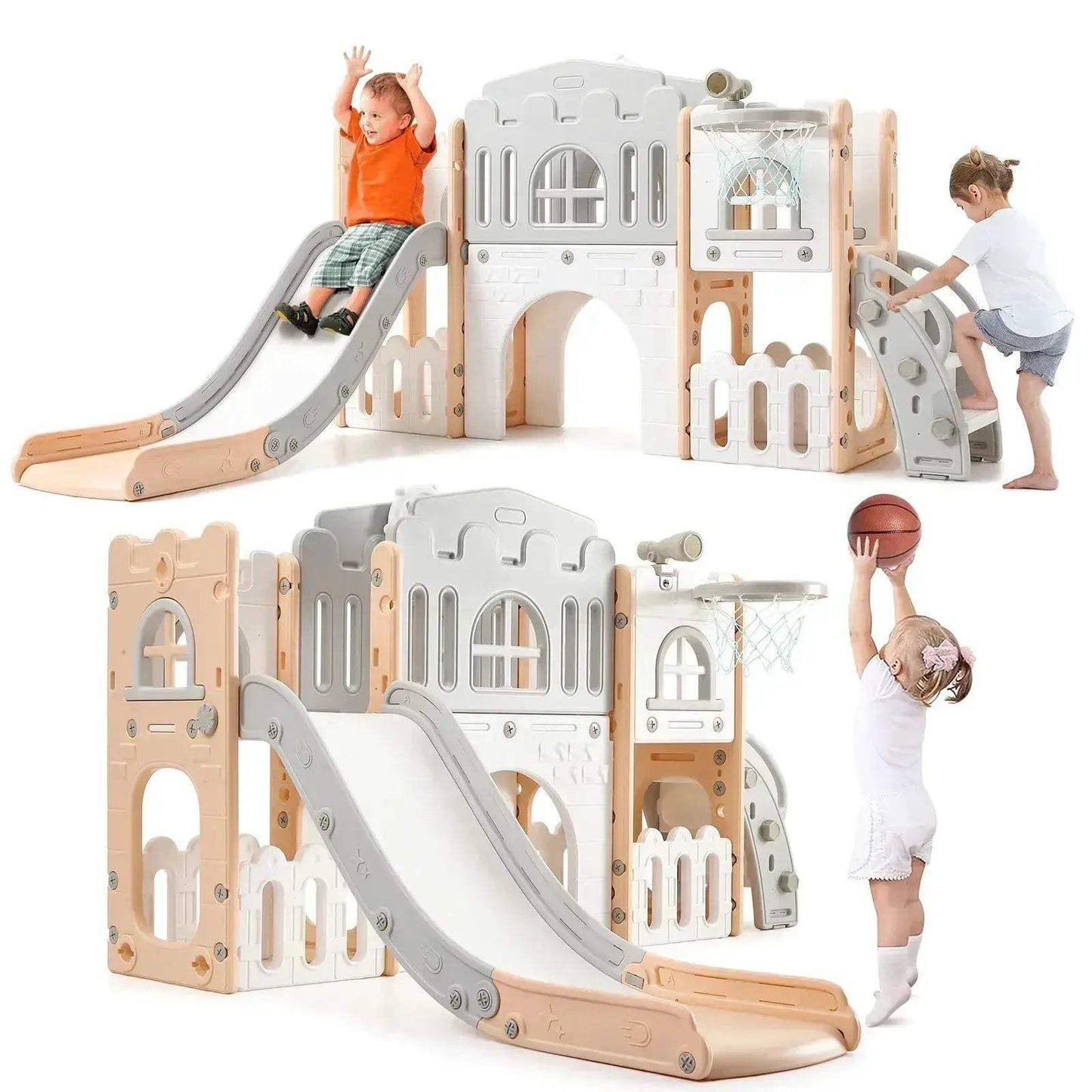 Eight In One Toddler Slide Indoor Playground Basketball Hoop - ToylandEU