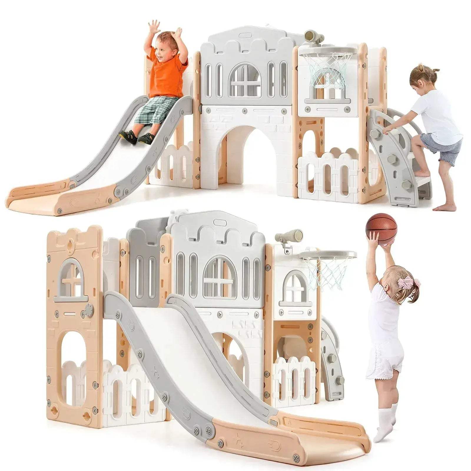Eight In One Toddler Slide Indoor Playground Basketball Hoop - ToylandEU