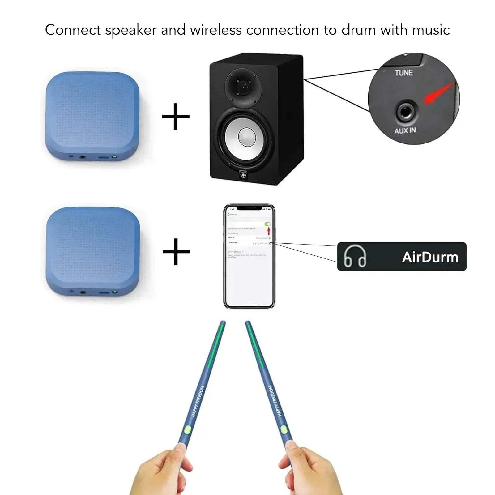 Electric Air Drum Set Bluetooth With 3D Motion Sensing - ToylandEU