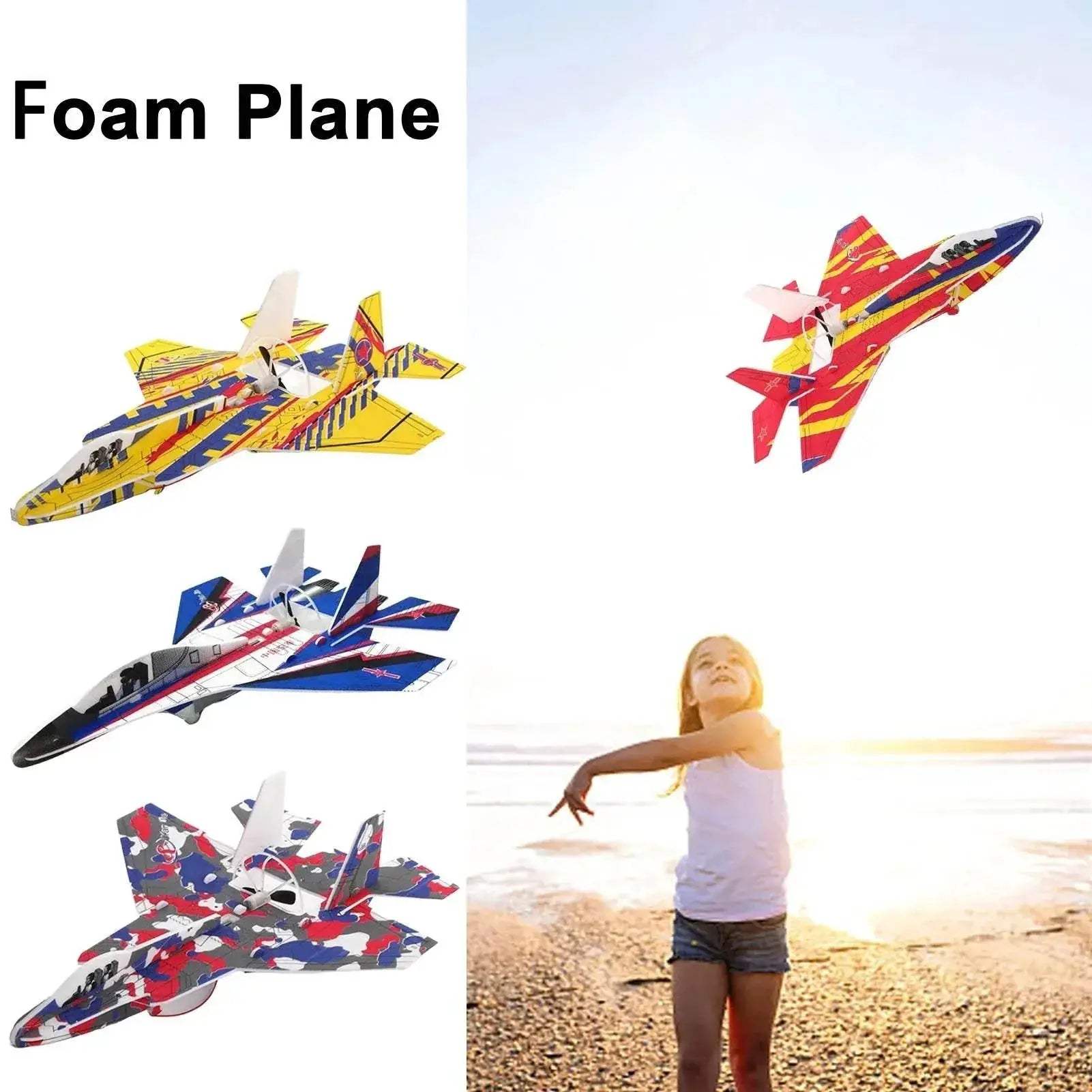 Electric Airplane Toy Rechargeable Throwing Foam Plane Glider - ToylandEU