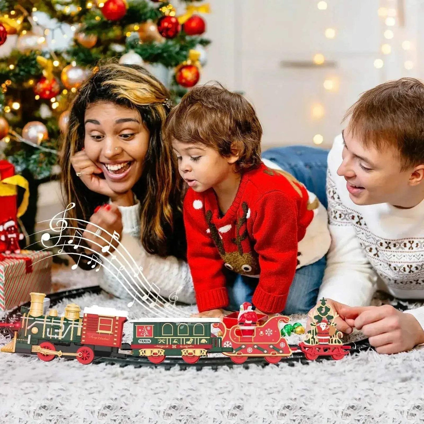 Electric Christmas Train Set With Lights And Music - ToylandEU