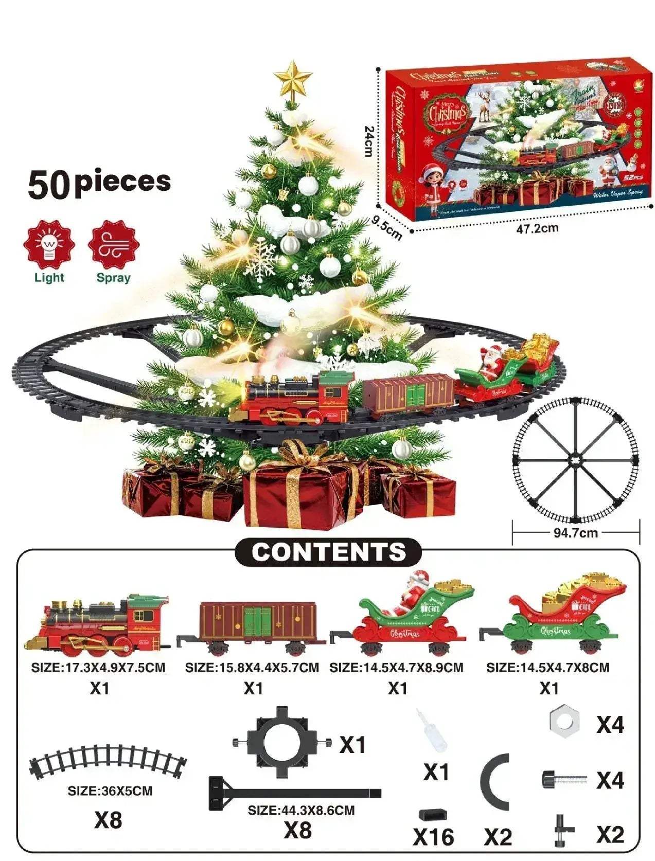 Electric Christmas Train Set With Lights And Music - ToylandEU