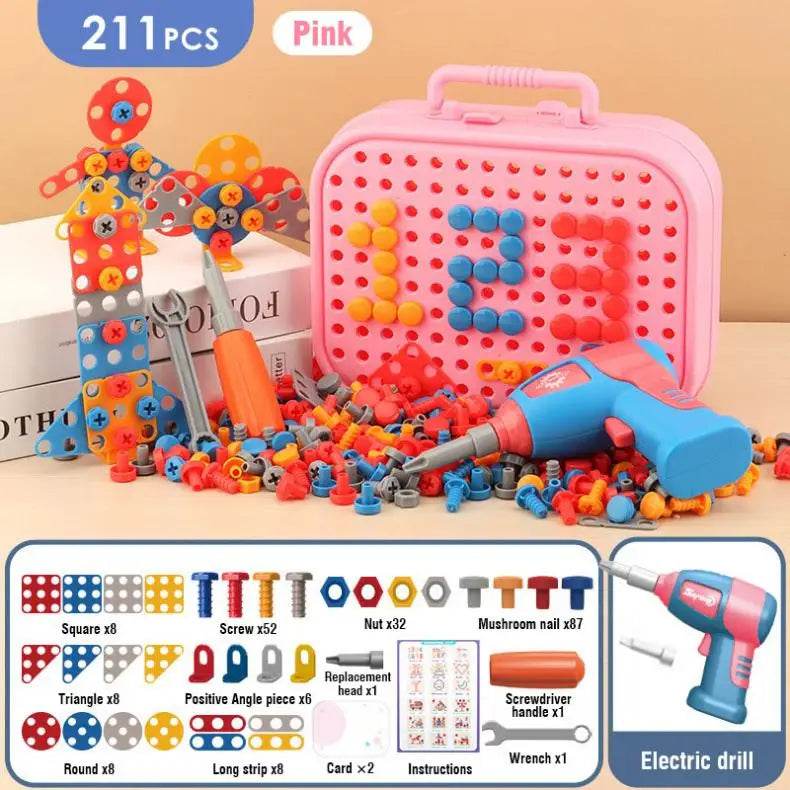 Electric Drill Screw Nut 3D Screwing Blocks Set Puzzle Toys - ToylandEU