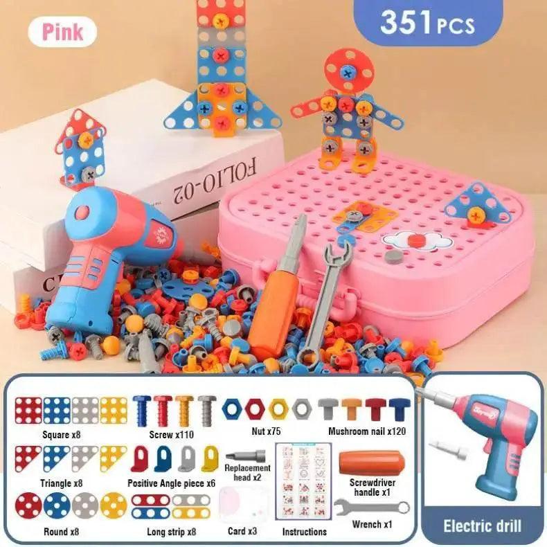  Electric Drill Screw Nut 3D Screwing Blocks Set for Boys -  ToylandEU™