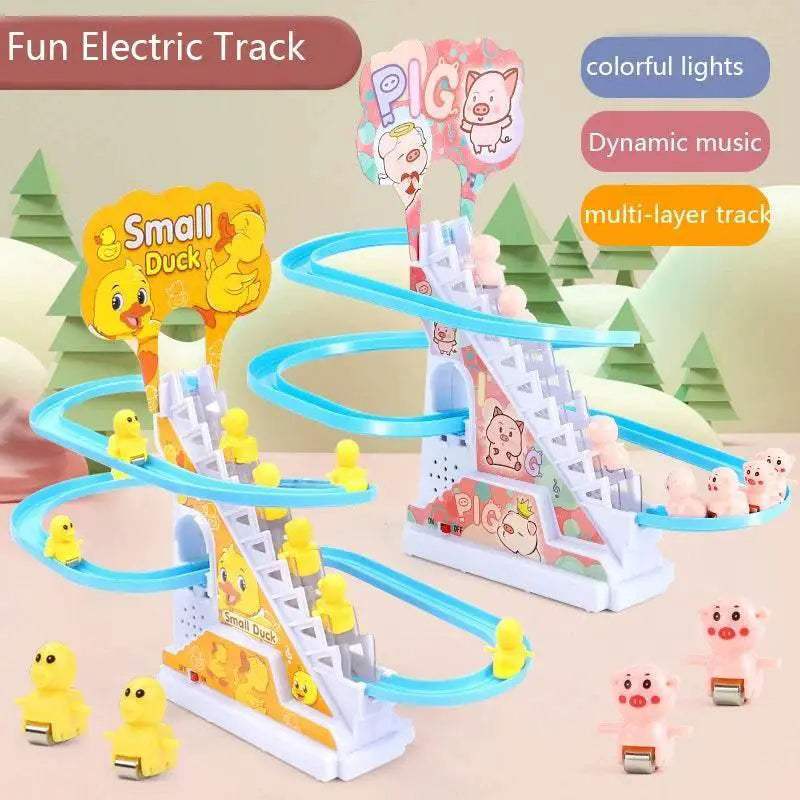 Electric Duck Climbing Stairs Race Track with LED Lights & Music - ToylandEU