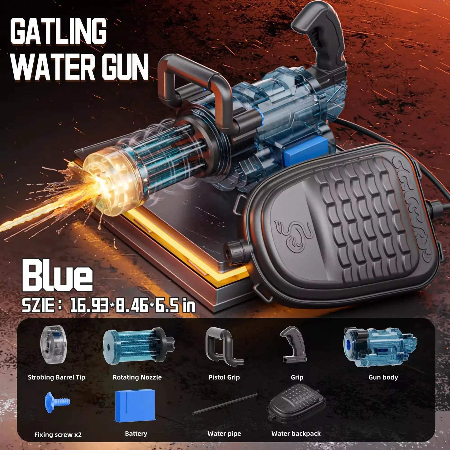 Electric Gatling Water Gun With Backpack Battery Powered - ToylandEU
