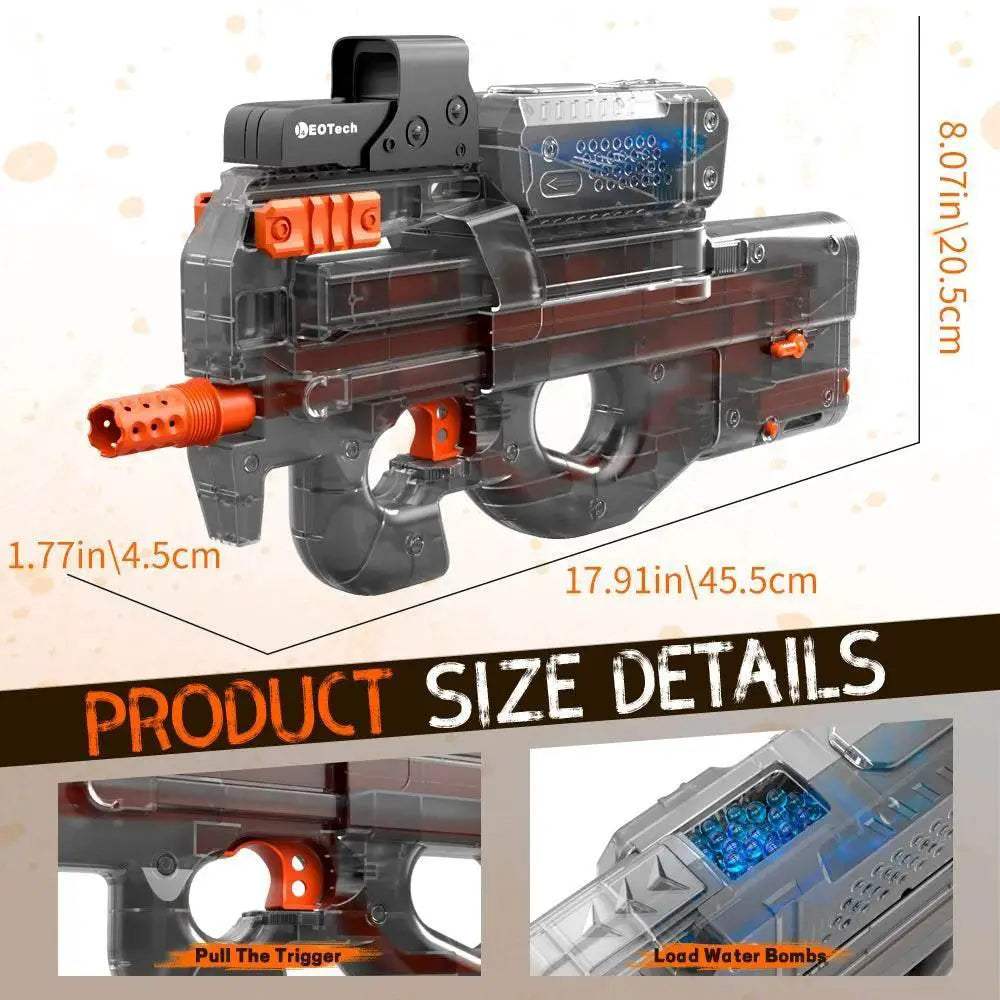 Electric Gel Gun in Transparent Black Fully Automatic Toy - ToylandEU